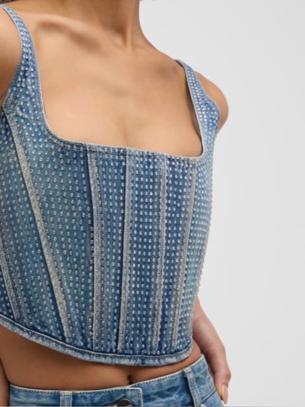 Marc Jacobs Blue Crystal Denim Corset